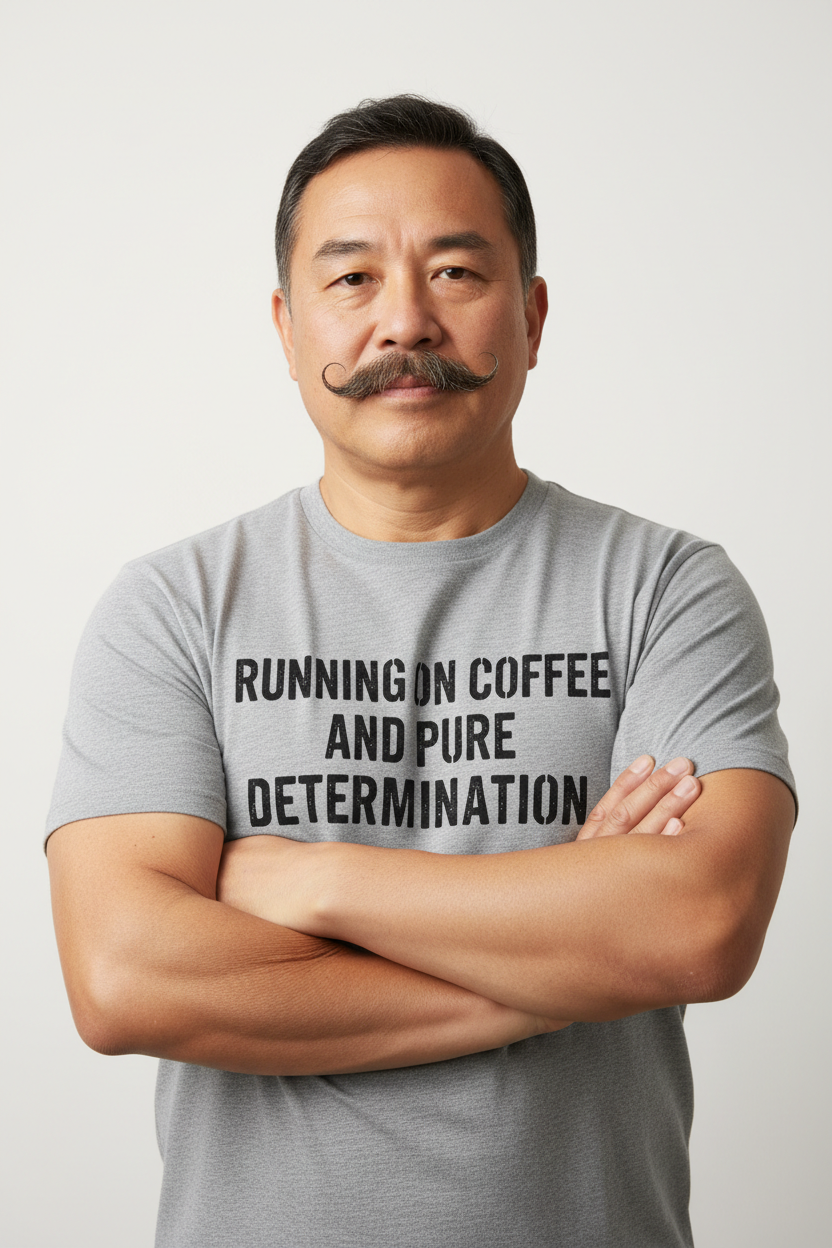 Asian Dad - front facing with arms crossed