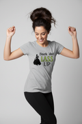 Athletic grey - brunette with big messy bun dancing