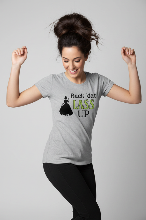 Athletic grey - brunette with big messy bun dancing
