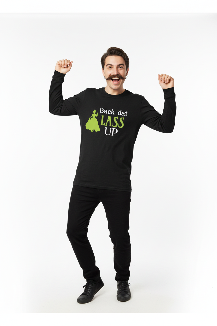 Black long sleeve - green silhouette and text - dancing