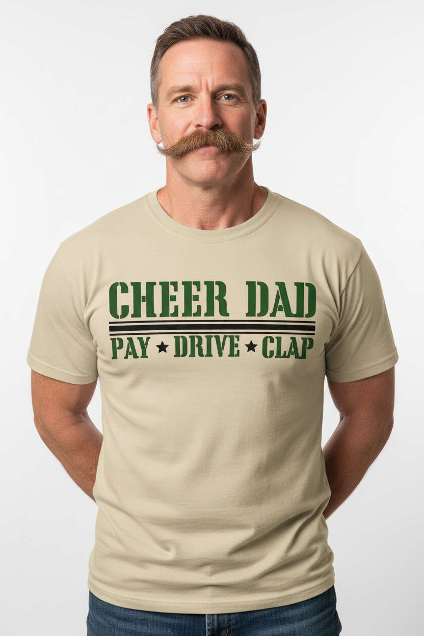 Cheer Dad with epic mustache