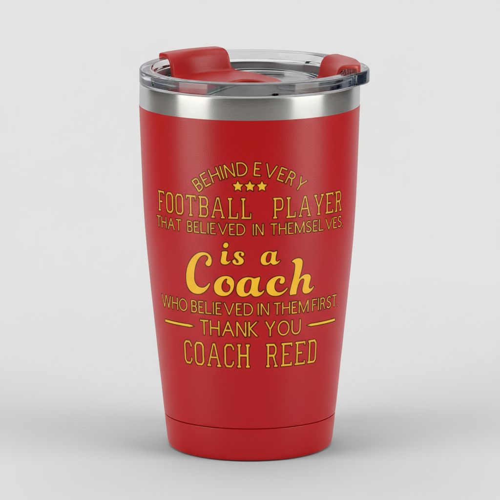 Coach Reed Red Tumbler Mockup