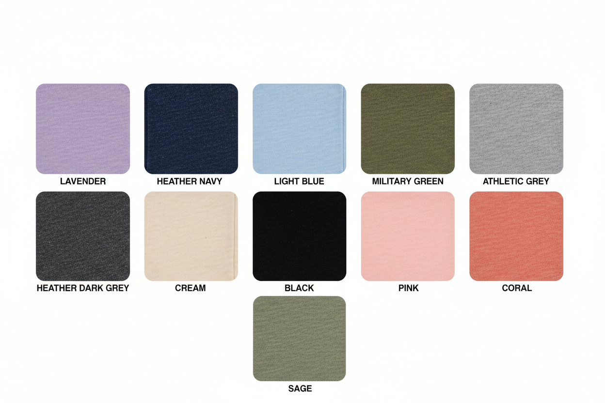 Color swatch chart with all 11 available colors