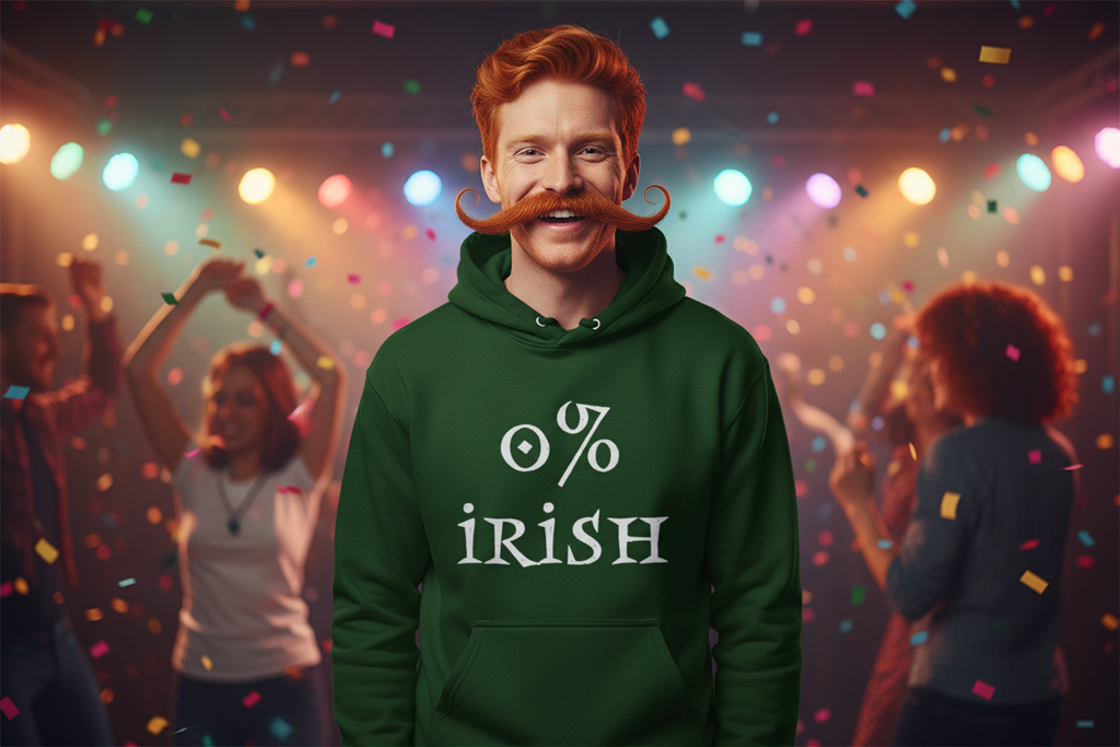Dark green hoodie - red-haired guy with mustache