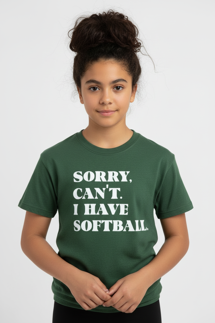 Dark Green - Softball (15-year-old with Messy Bun)