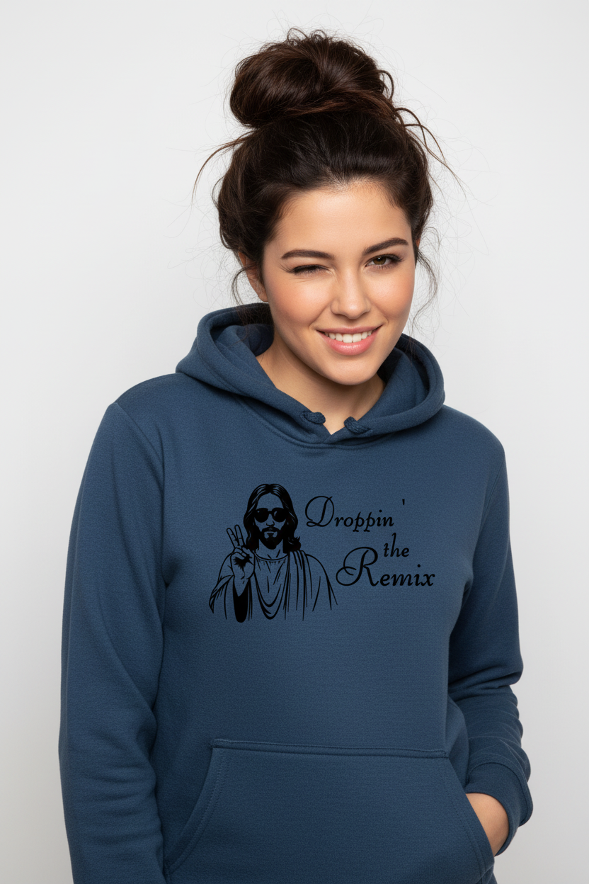 Droppin the Remix navy hoodie regenerated