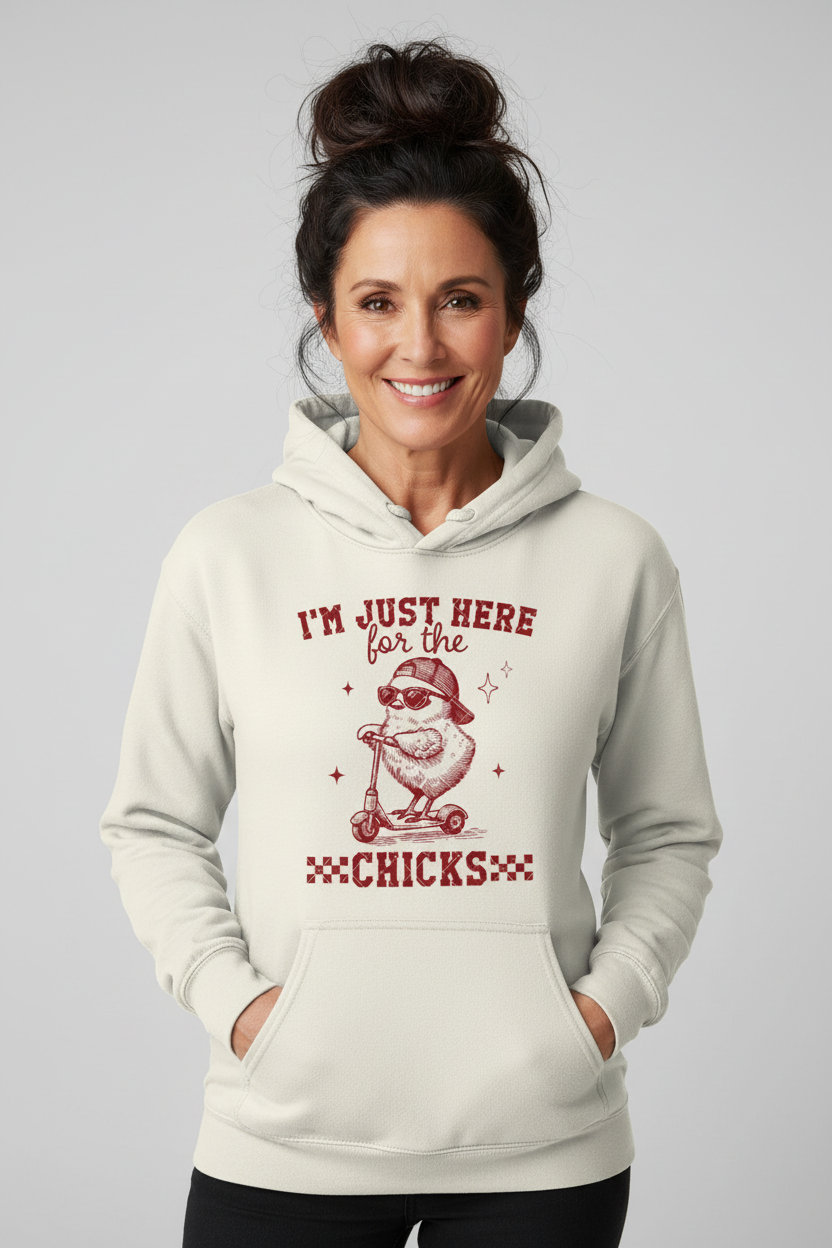 Here for the Chicks cream hoodie mature woman