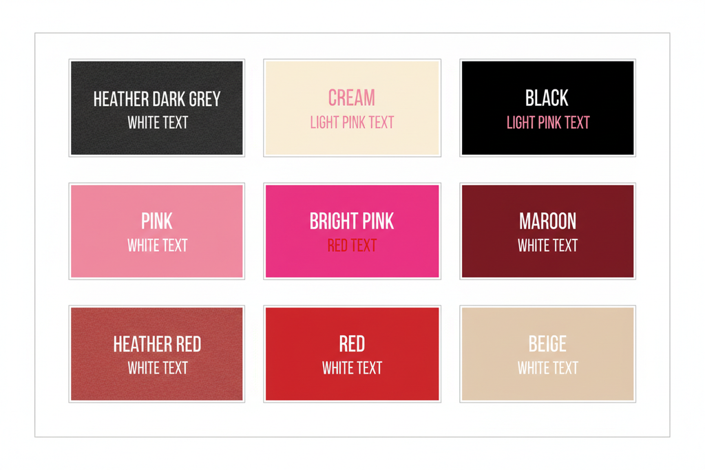 Love sweatshirt color swatch chart