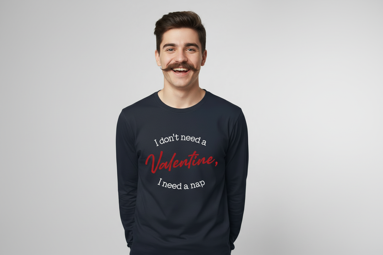 Navy long sleeve with white Valentine design